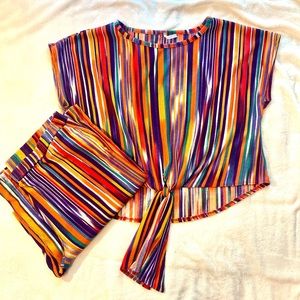 Multi Stripe Wide Leg Pants Set
